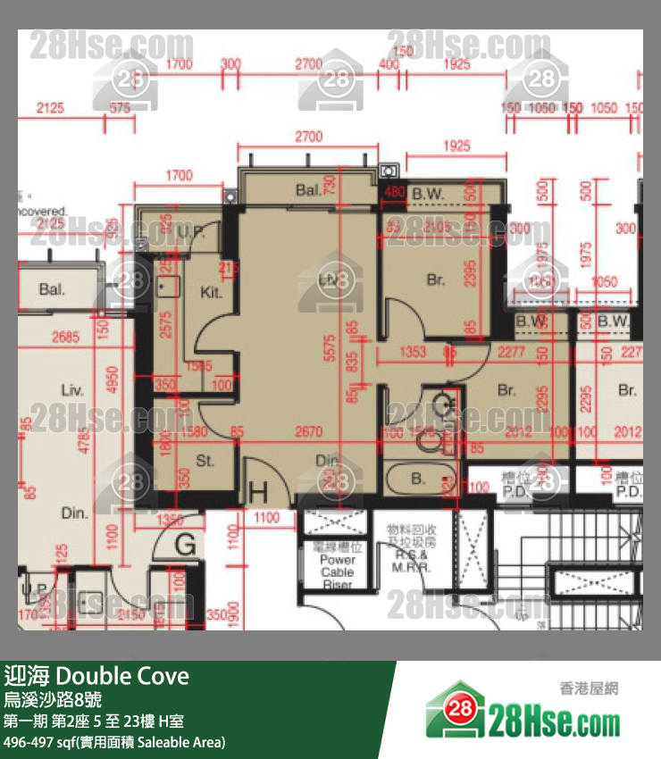 迎海 第一期第2座6樓 H室 平面圖