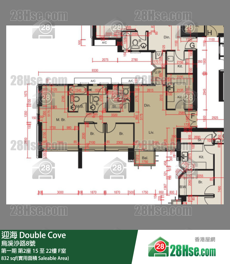 迎海 第一期第2座15樓 F室 平面圖