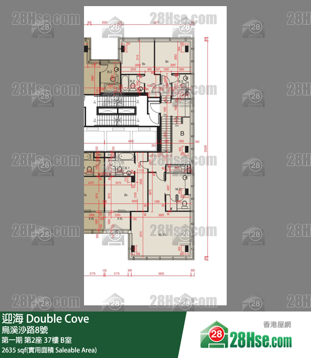 迎海 第一期 第2座 37楼 B室 平面图