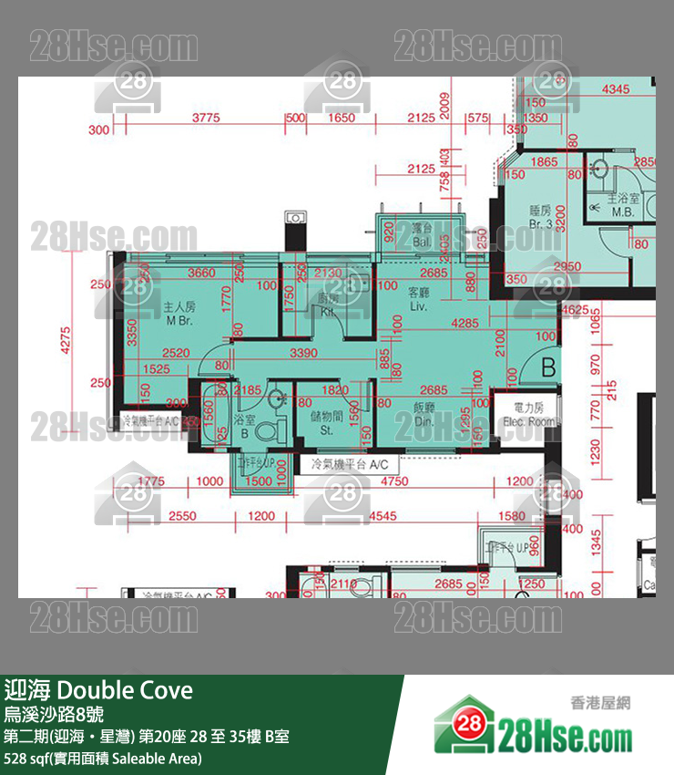 迎海 第二期(迎海‧星灣)第20座28樓 B室 平面圖