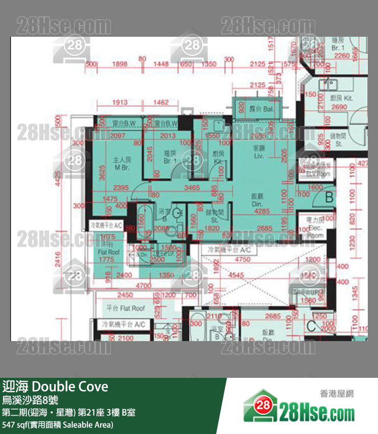 迎海 第二期(迎海‧星灣) 第21座 3樓 B室 平面圖
