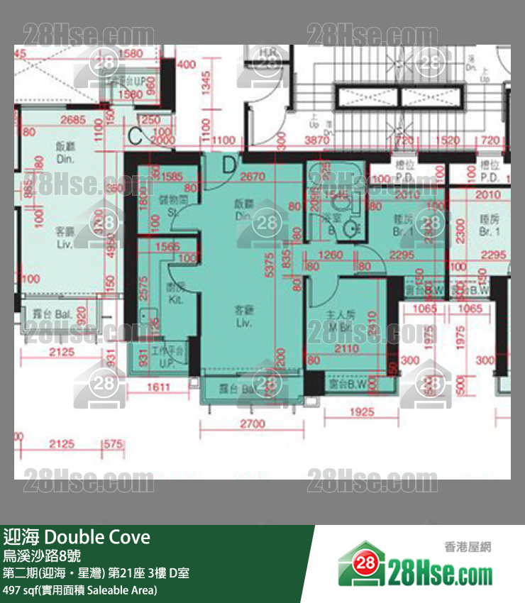 迎海 第二期(迎海‧星灣) 第21座 3樓 D室 平面圖