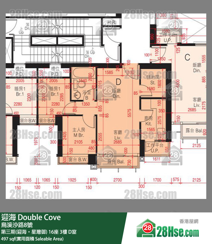 迎海 第三期(迎海‧星灣御)16座3樓 D室 平面圖