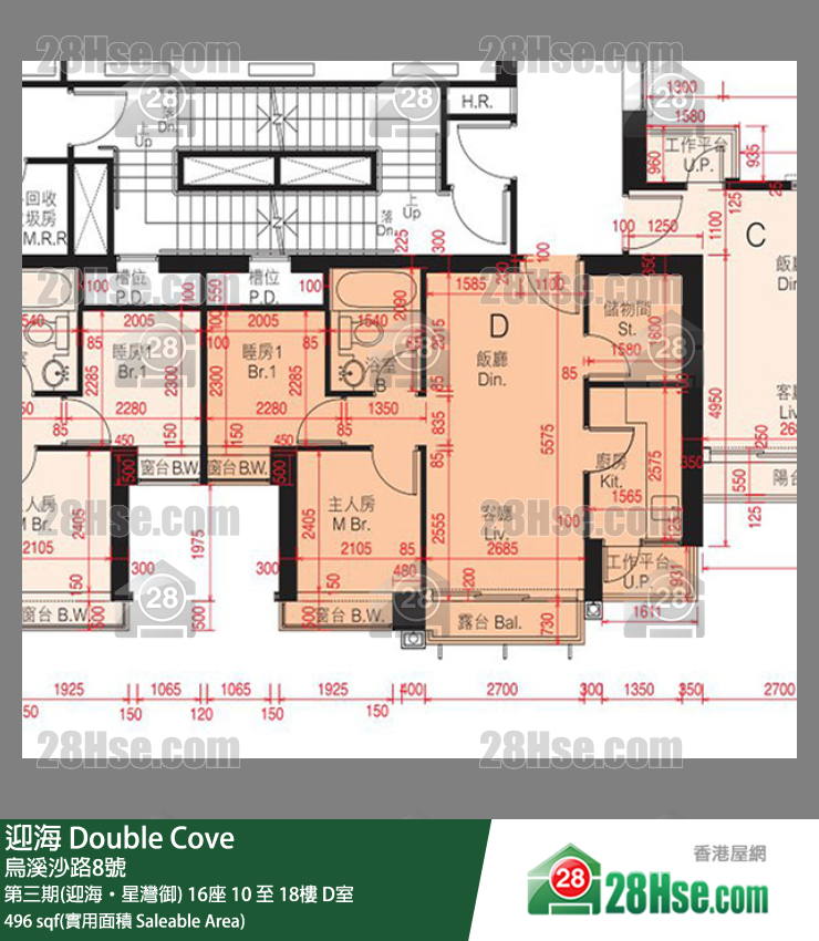 迎海 第三期(迎海‧星灣御)16座18樓 D室 平面圖