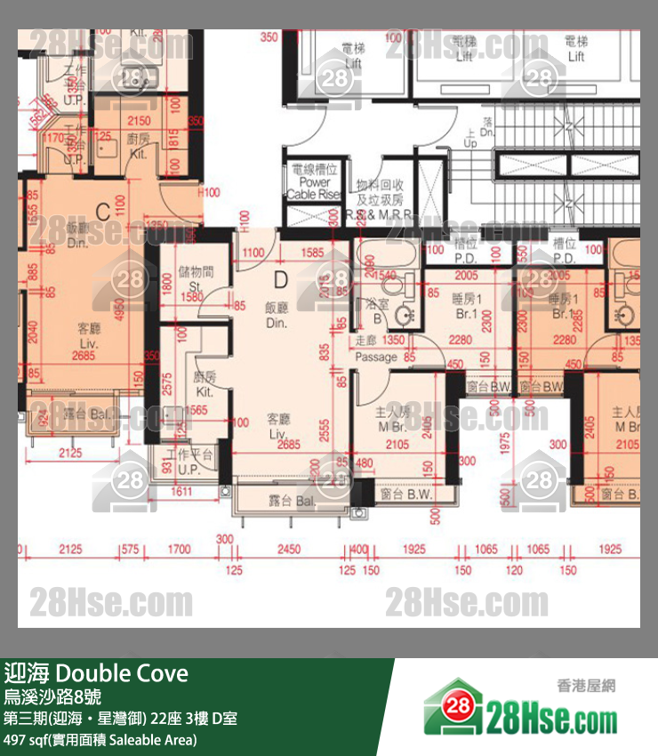 迎海 第三期(迎海‧星灣御) 22座 3樓 D室 平面圖