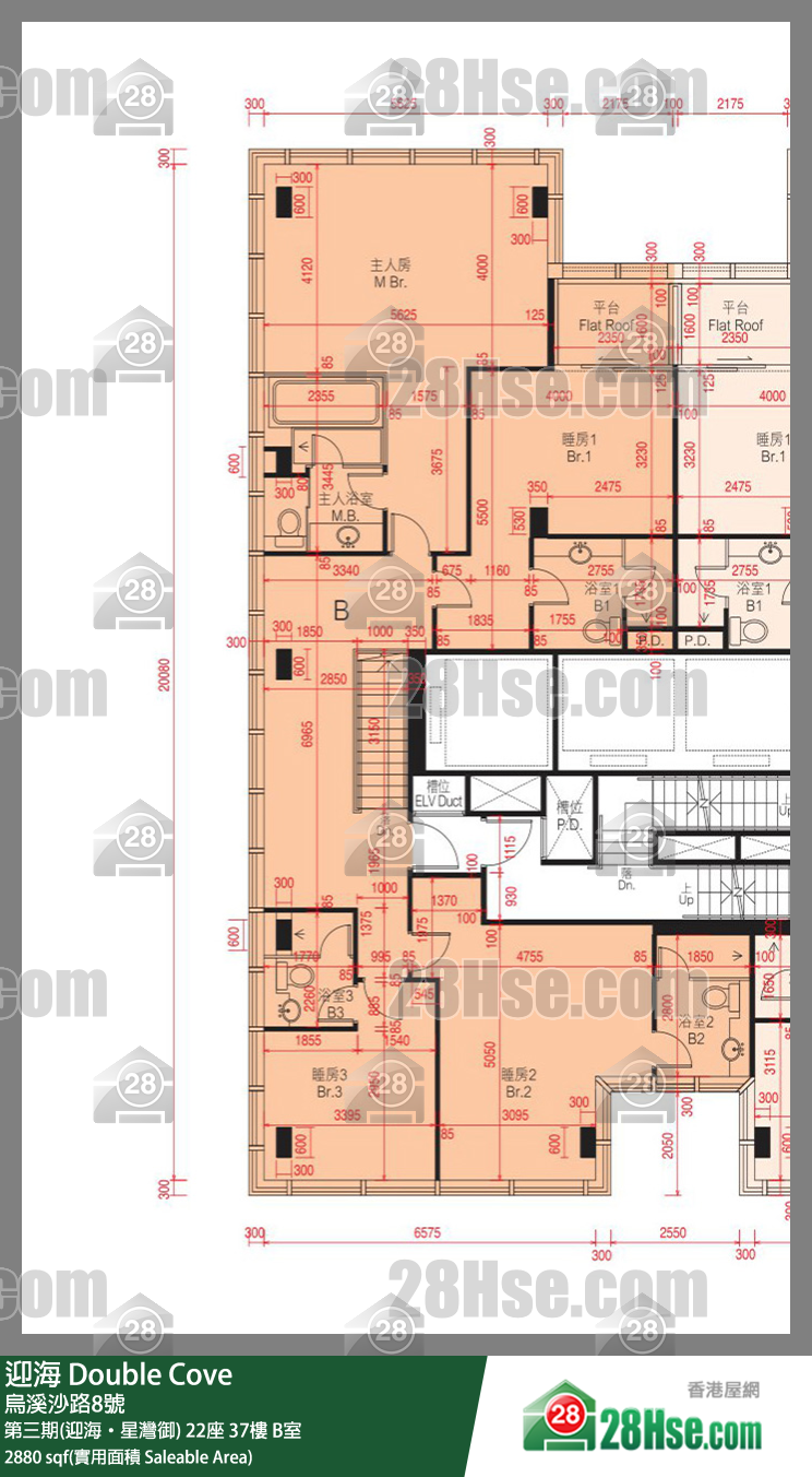 迎海 第三期(迎海‧星灣御) 22座 37樓 B室 平面圖