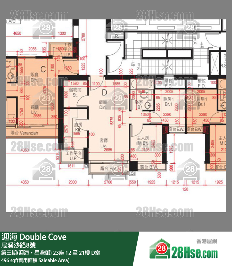 迎海 第三期(迎海‧星灣御)23座12樓 D室 平面圖
