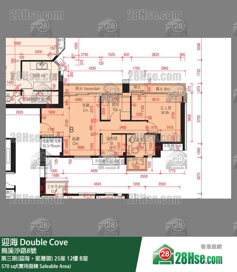 迎海 第三期(迎海‧星湾御)25座12楼 B室 平面图