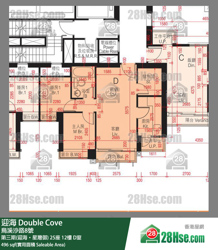 迎海 第三期(迎海‧星灣御) 25座 12樓 D室 平面圖