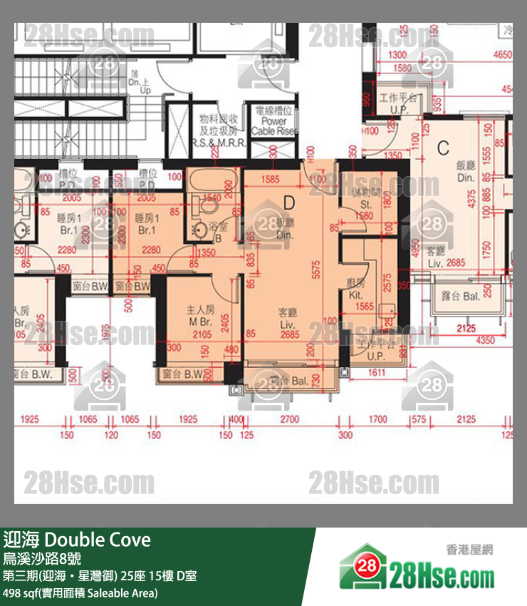 迎海 第三期(迎海‧星灣御) 25座 15樓 D室 平面圖