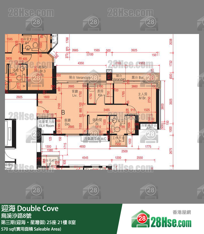 迎海 第三期(迎海‧星湾御)25座21楼 B室 平面图
