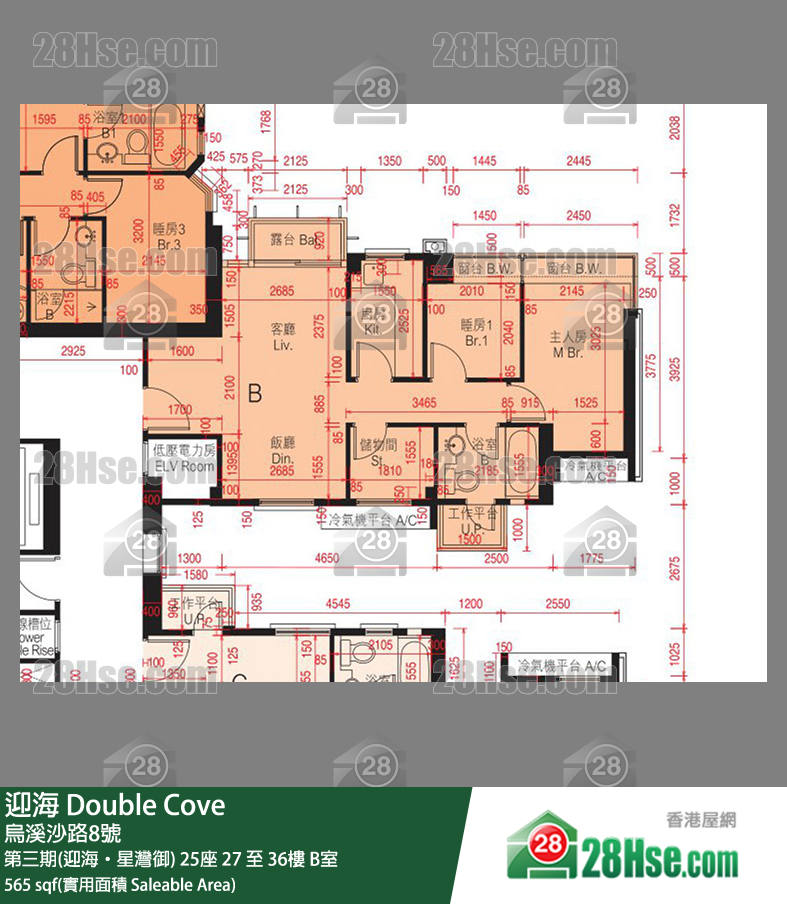 迎海 第三期(迎海‧星灣御) 25座 28樓 B室 平面圖
