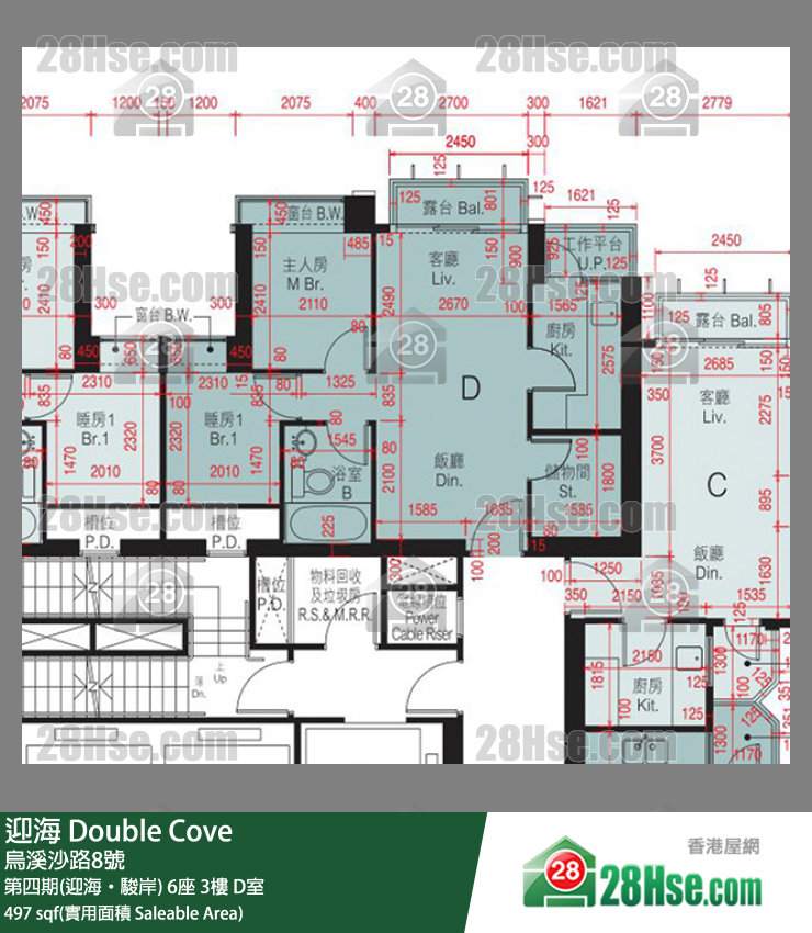 迎海 第四期(迎海‧駿岸)6座3樓 D室 平面圖