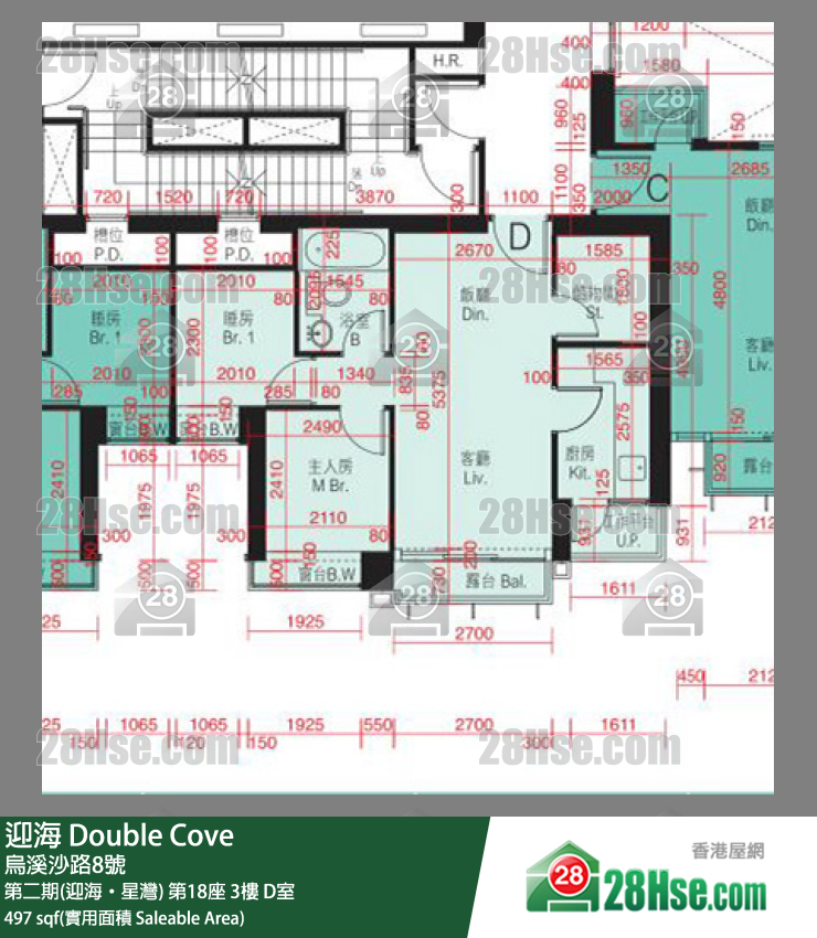 迎海 第二期(迎海‧星灣) 第18座 3樓 D室 平面圖