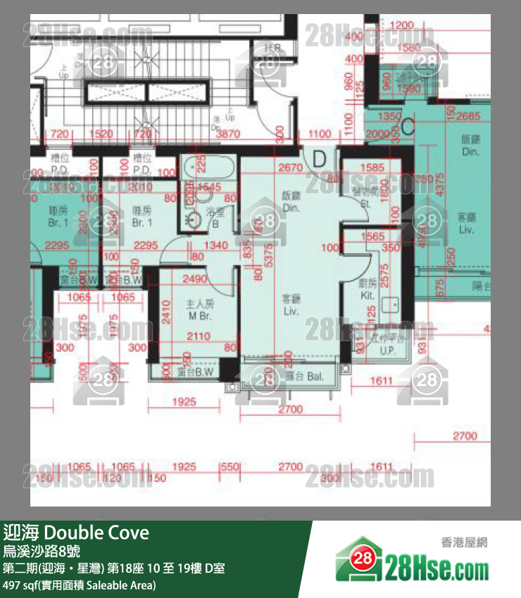 迎海 第二期(迎海‧星灣) 第18座 10樓 D室 平面圖