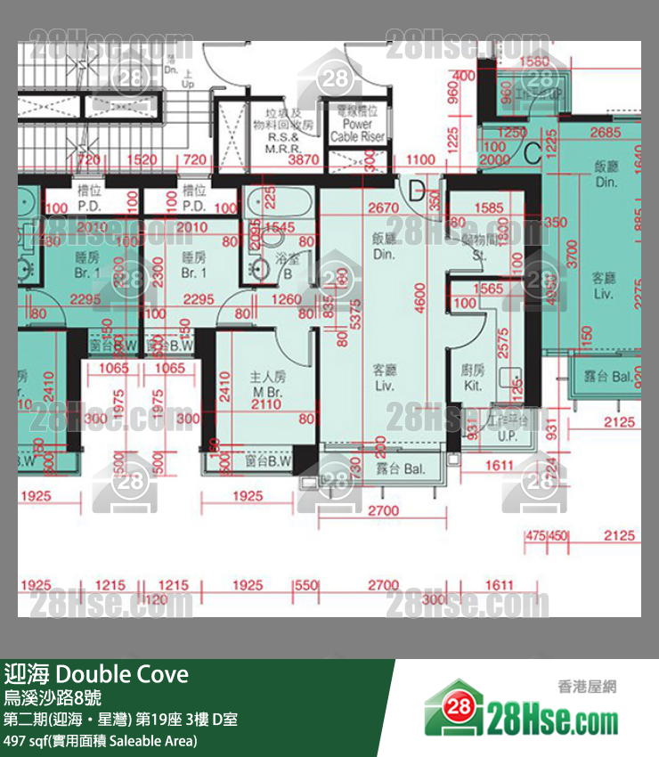 迎海 第二期(迎海‧星灣) 第19座 3樓 D室 平面圖