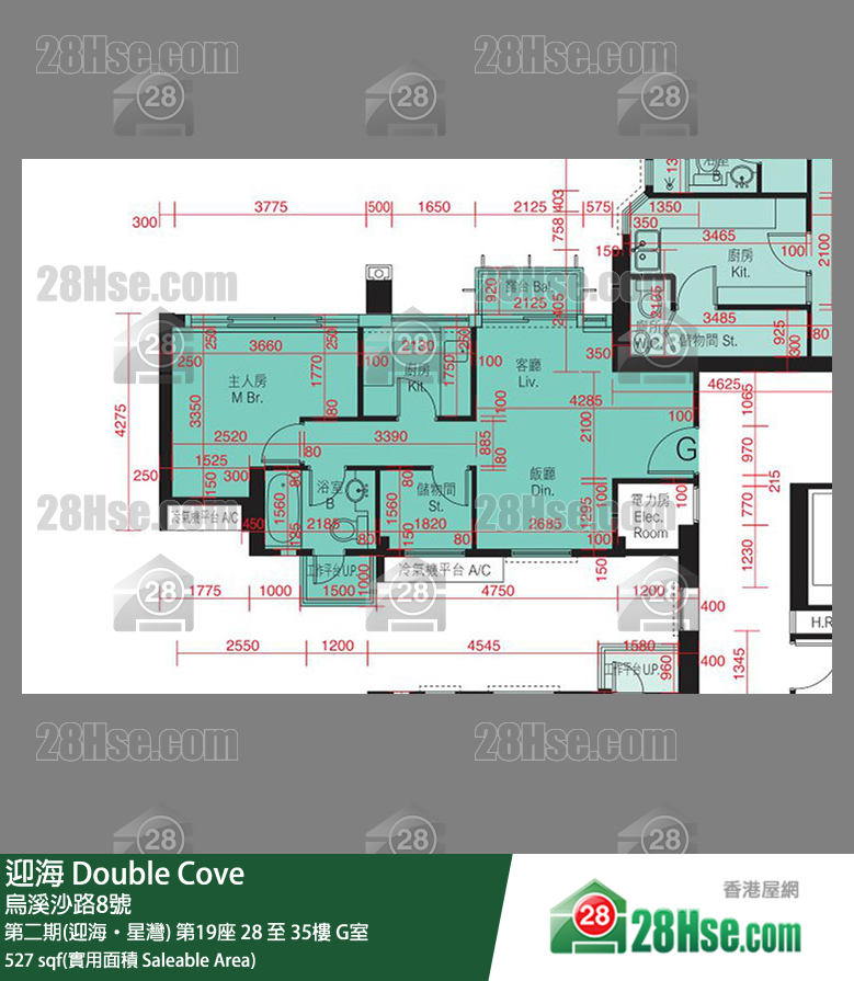 迎海 第二期(迎海‧星灣) 第19座 28樓 G室 平面圖