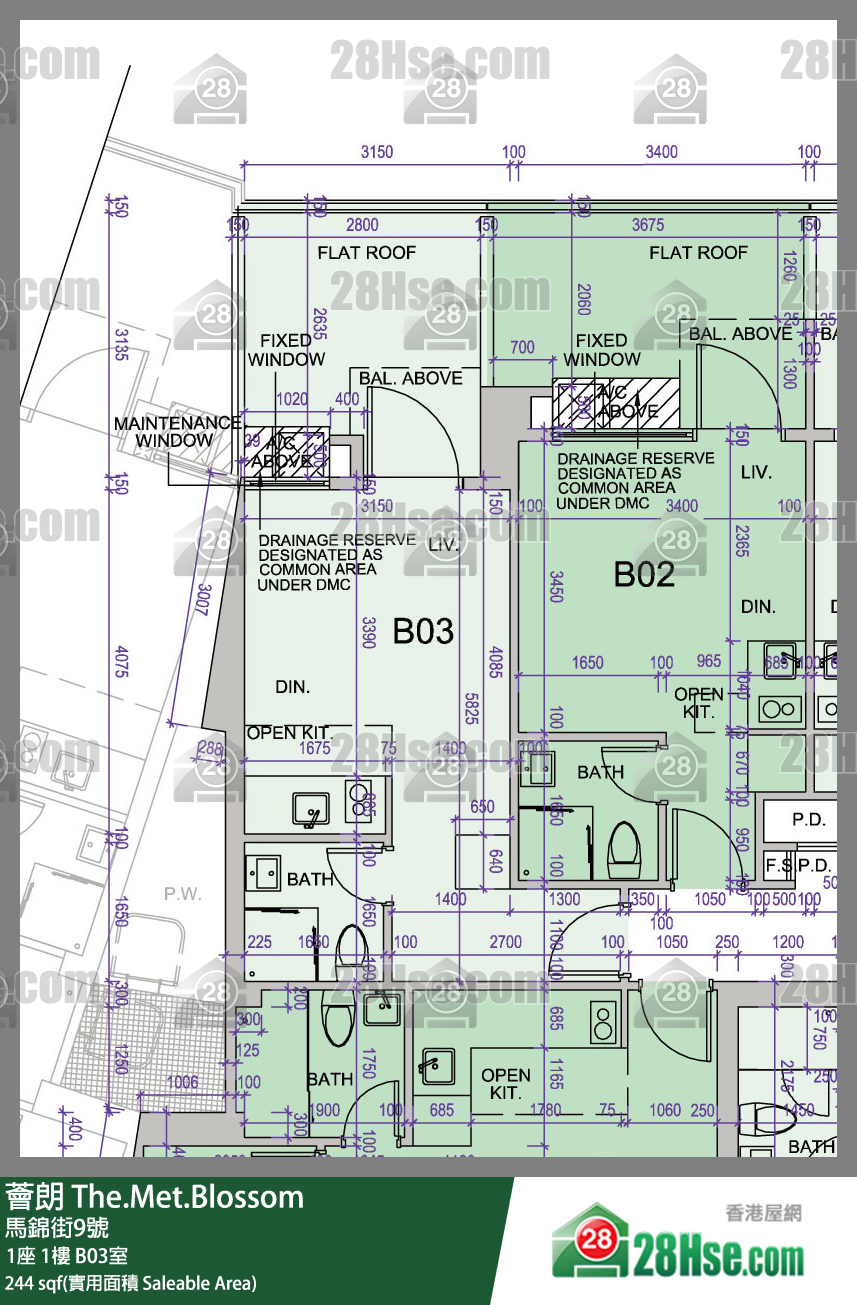 薈朗 1座1樓 B03室 平面圖