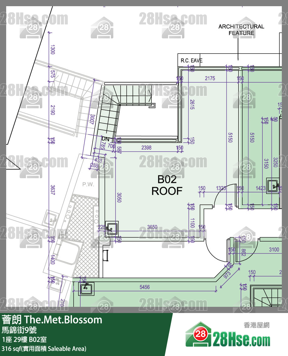 薈朗 1座29樓 B02室 平面圖