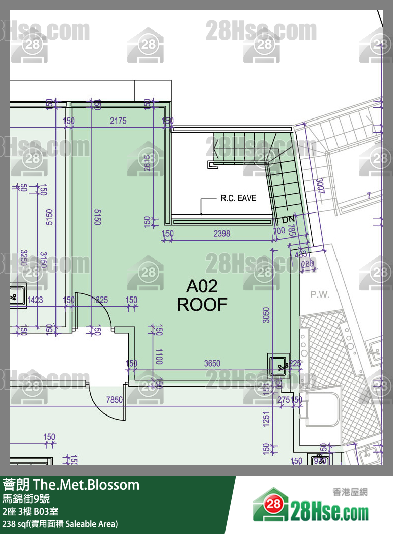 薈朗 2座3樓 B03室 平面圖
