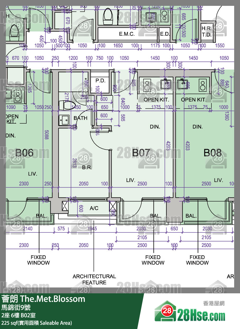 薈朗 2座 6樓 B02室 平面圖