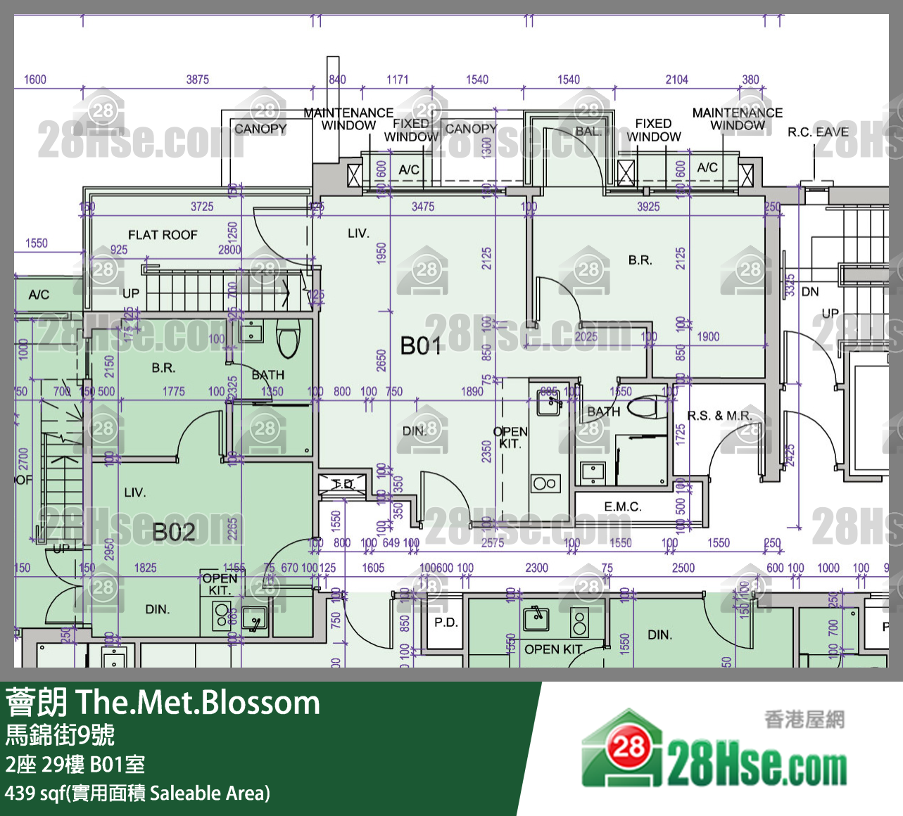 薈朗 2座29樓 B01室 平面圖