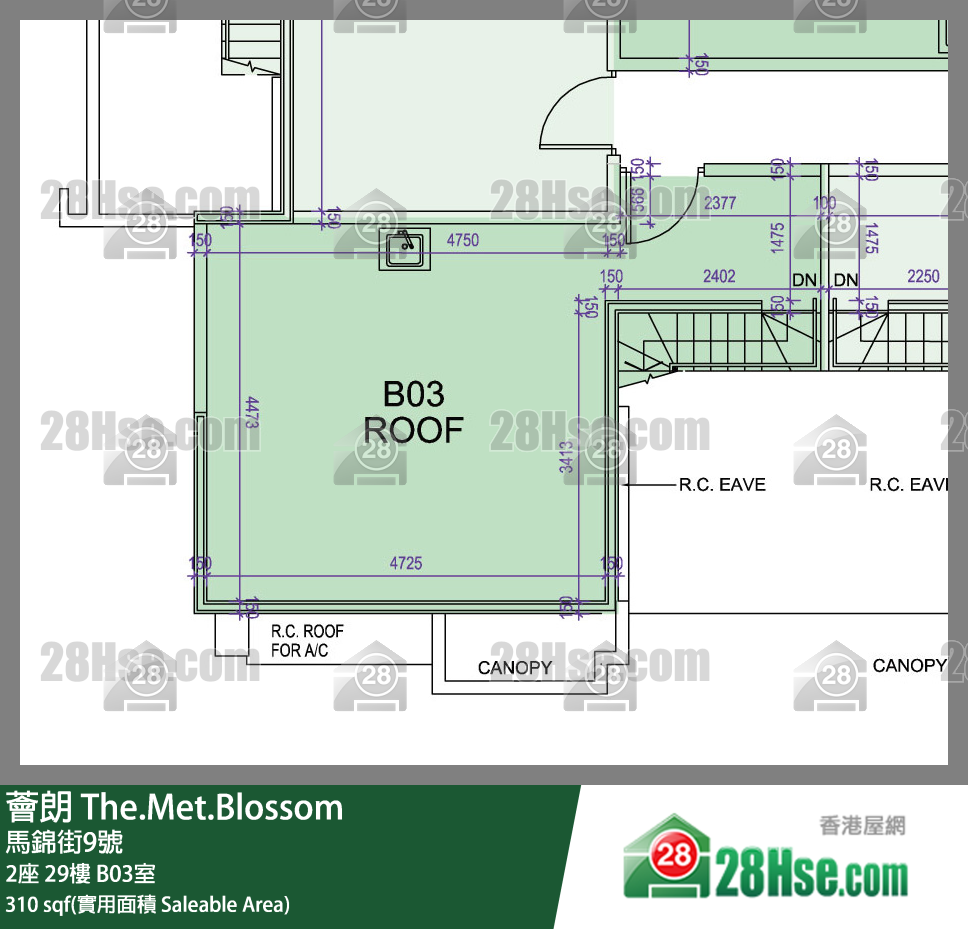 薈朗 2座 29樓 B03室 平面圖