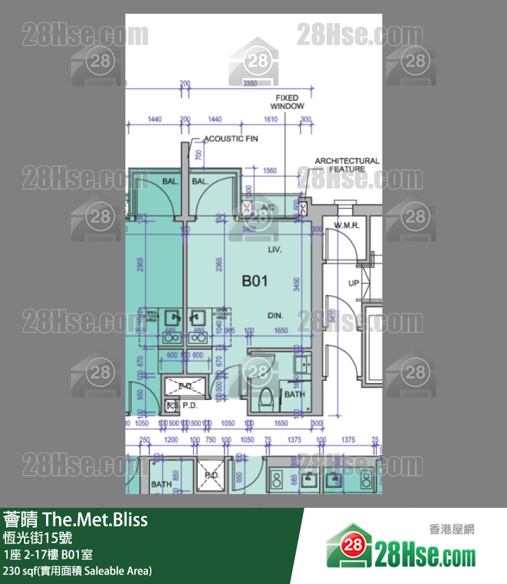 薈晴 1座17樓 B01室 平面圖