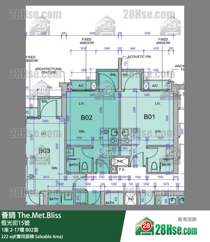 薈晴 1座3樓 B02室 平面圖