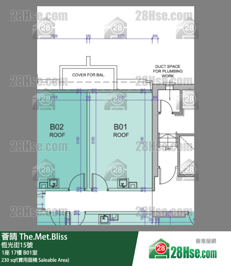 薈晴 1座17樓 B01室 平面圖
