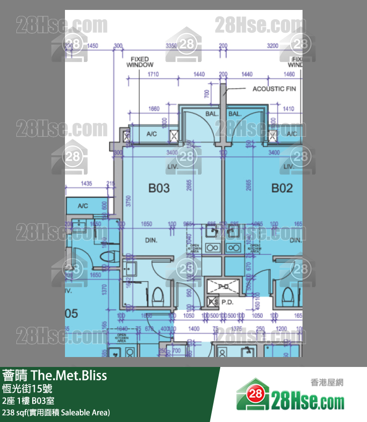 薈晴 2座1樓 B03室 平面圖