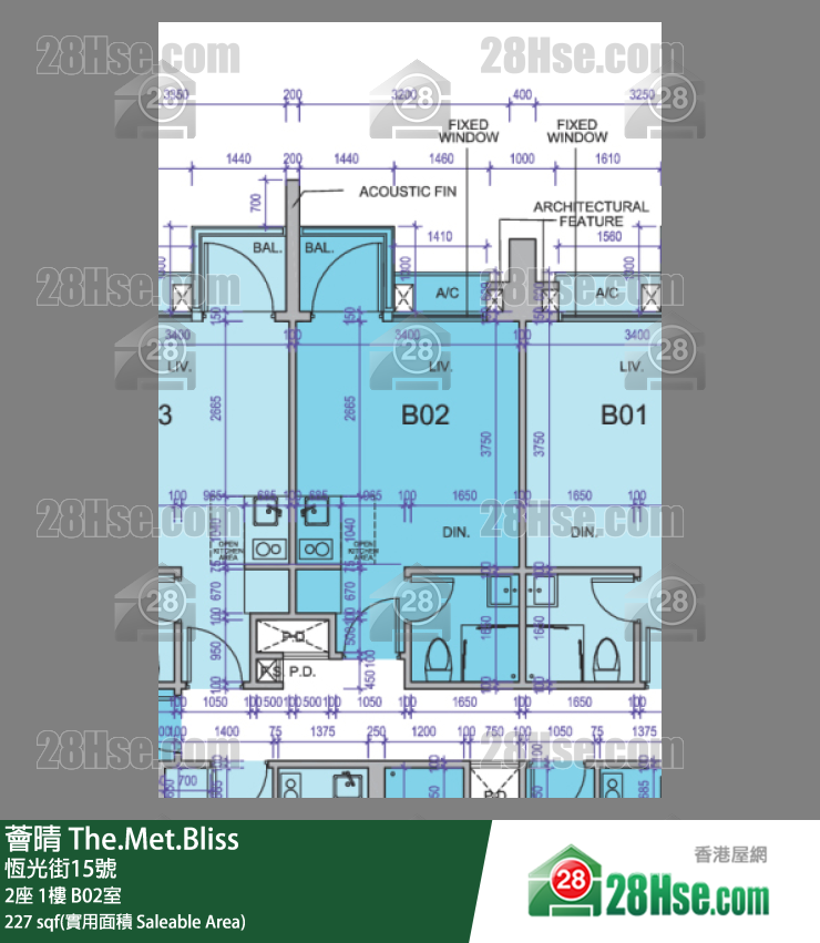 薈晴 2座1樓 B02室 平面圖