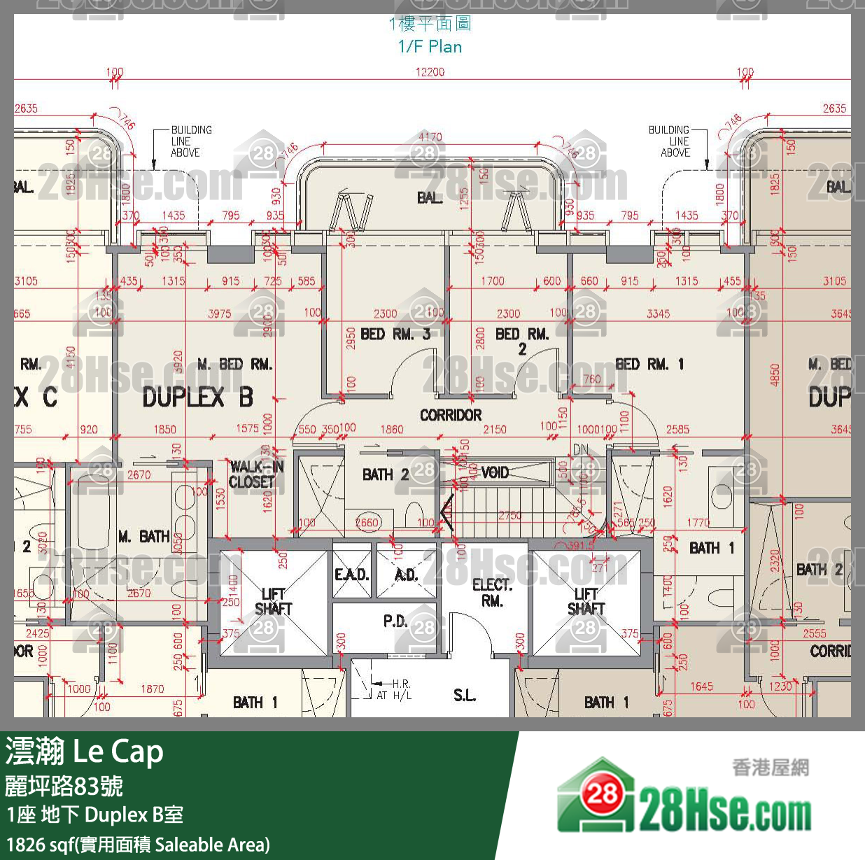澐瀚 单位平面图(由 28Hse 提供)