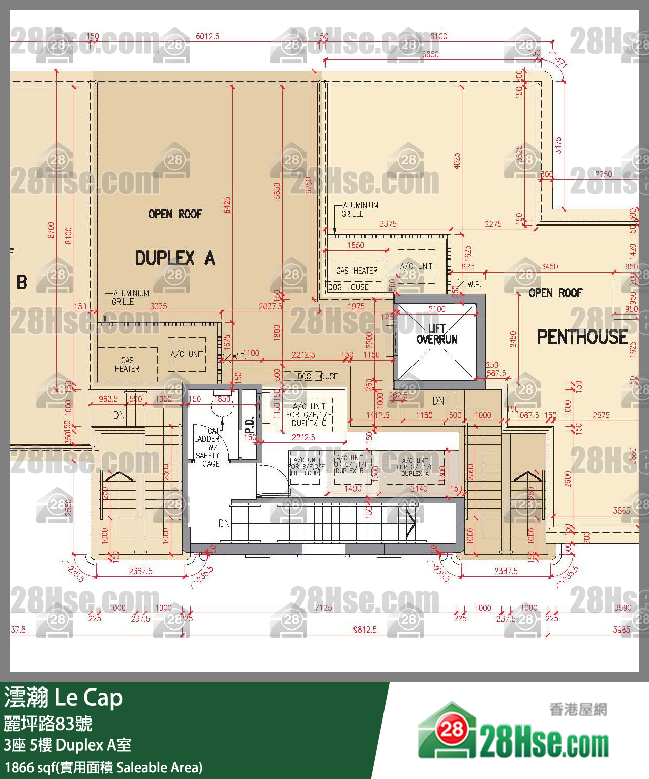 澐瀚 大廈3座5樓 Duplex A室 平面圖