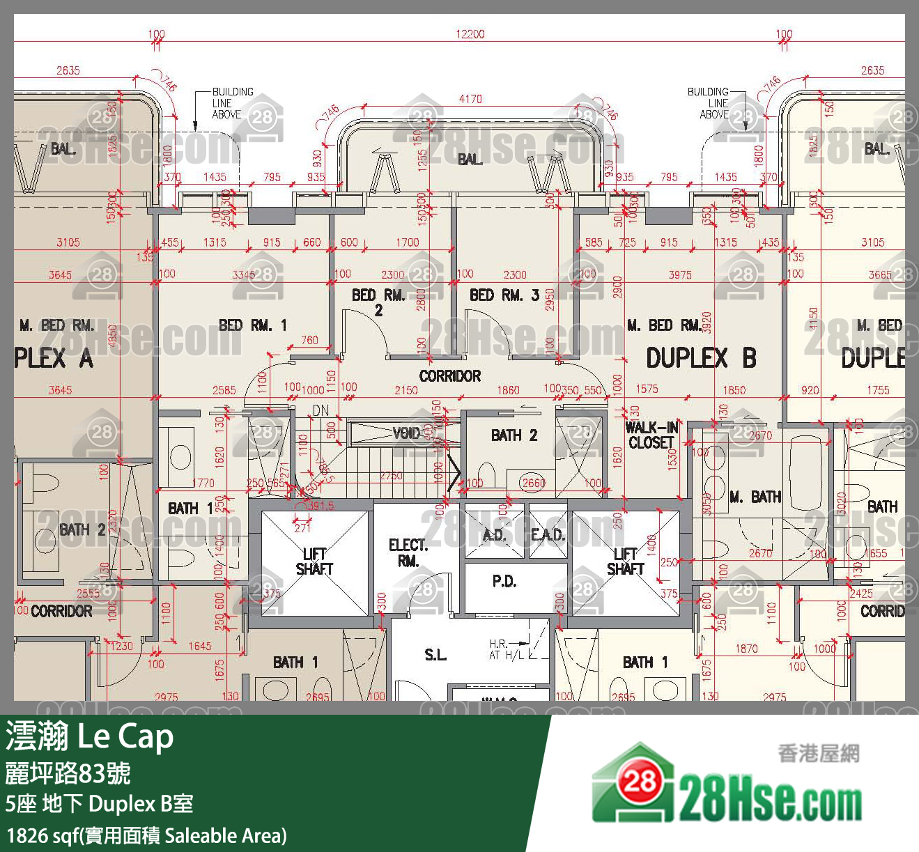 澐瀚 大廈5座地下 Duplex B室 平面圖