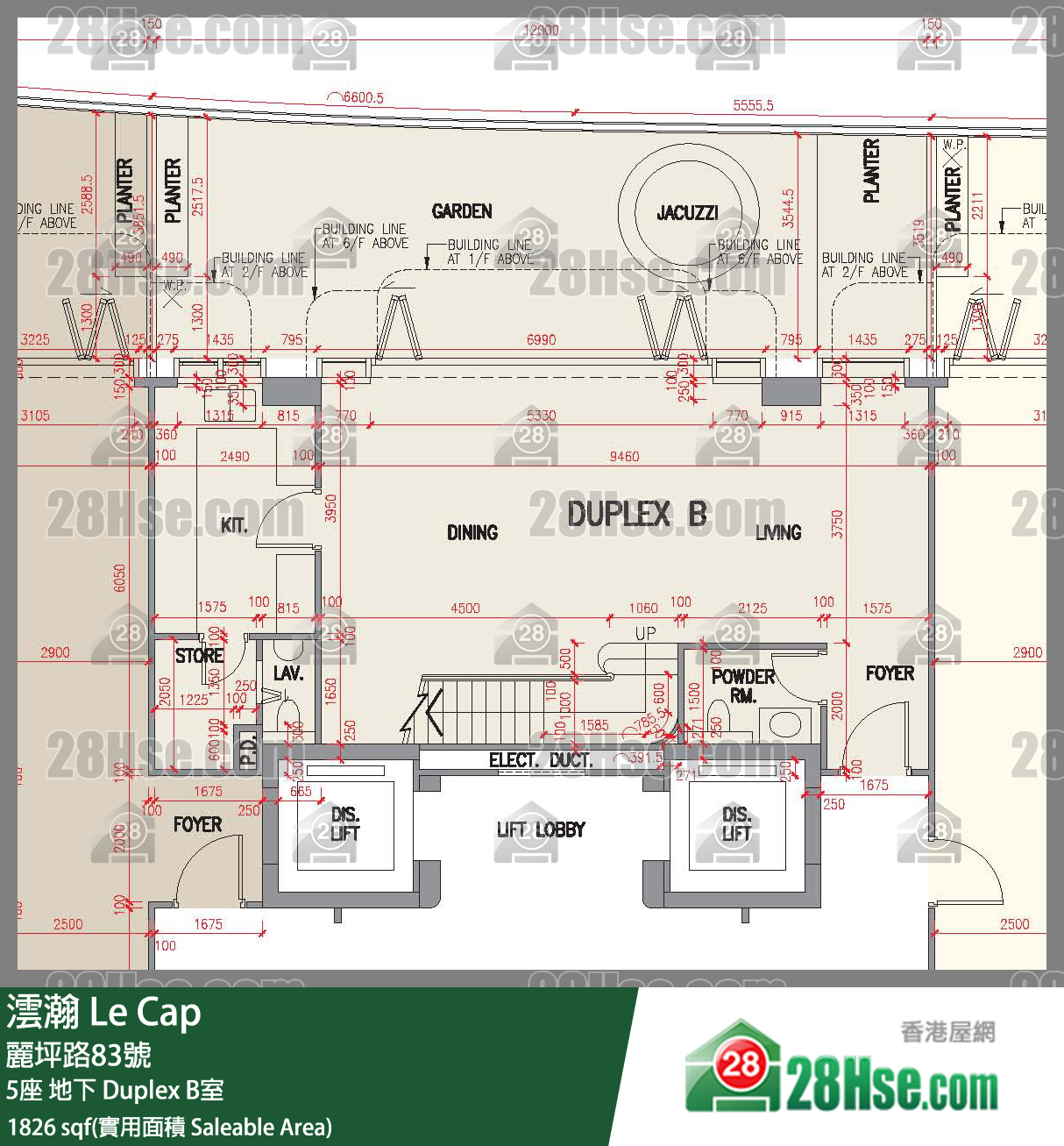 澐瀚 大廈5座地下 Duplex B室 平面圖