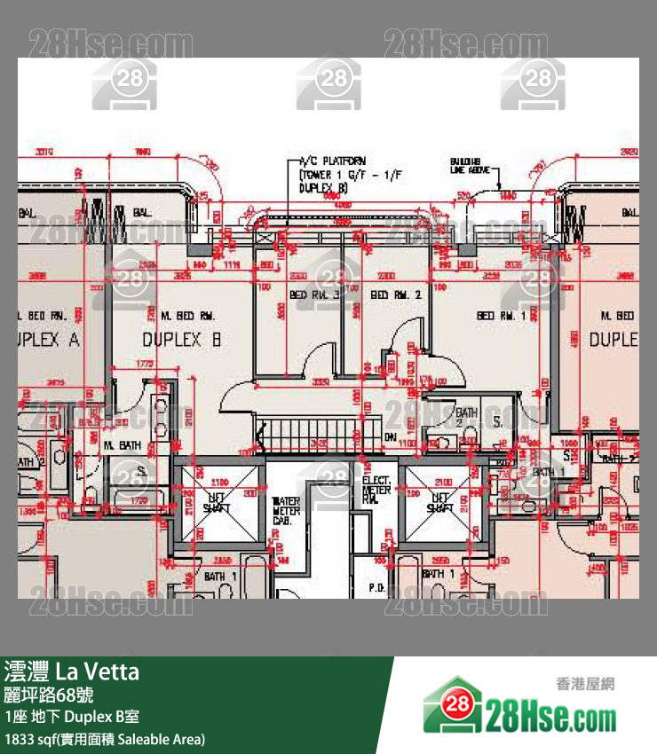 澐灃 大廈1座地下 Duplex B室 平面圖