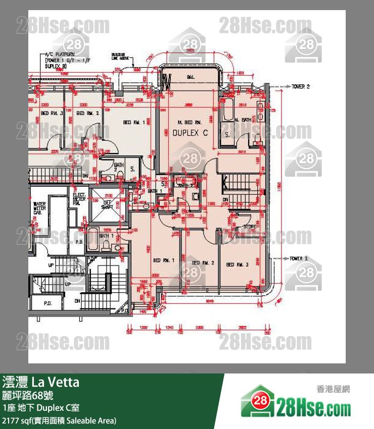 澐灃 大廈1座地下 Duplex C室 平面圖