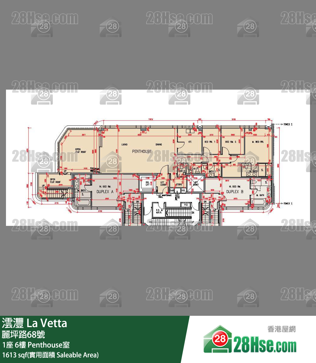 澐灃 大廈1座6樓 Penthouse室 平面圖