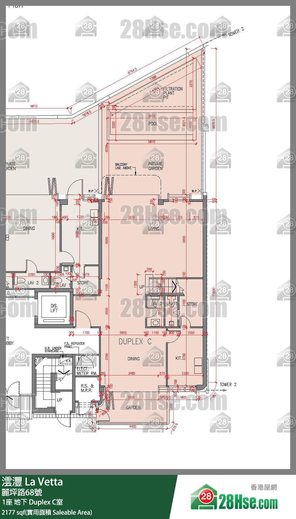 澐灃 大廈1座地下 Duplex C室 平面圖