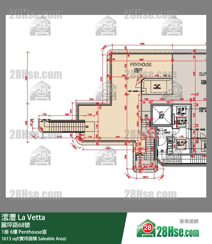 澐灃 大廈1座6樓 Penthouse室 平面圖