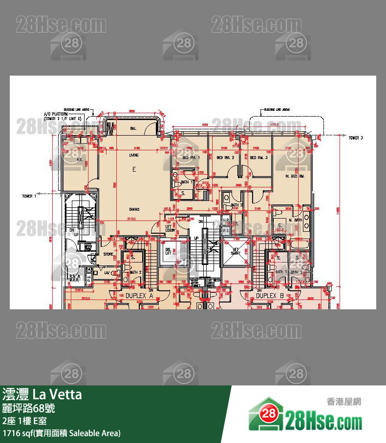 澐灃 大廈2座1樓 E室 平面圖