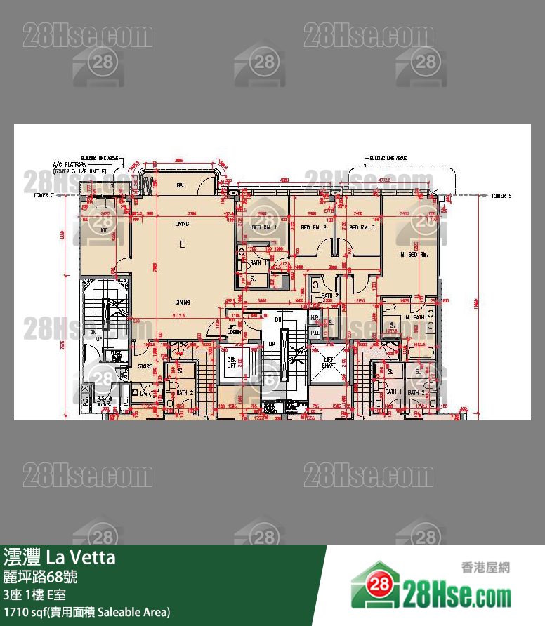 澐灃 大廈3座1樓 E室 平面圖