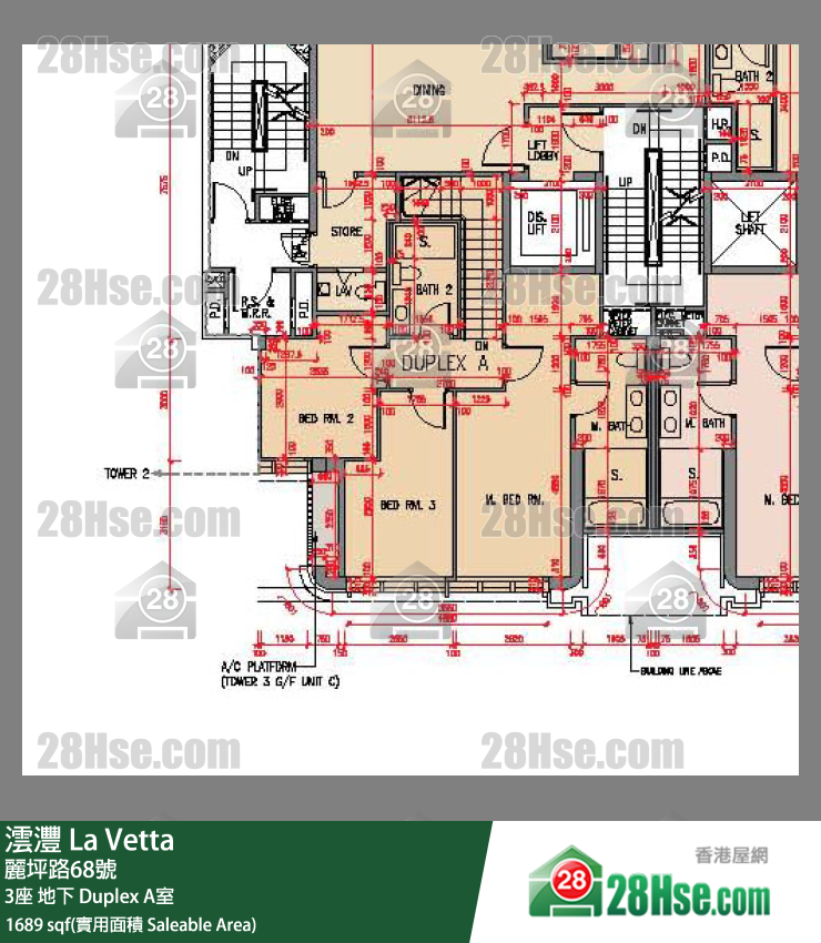 澐灃 大廈3座地下 Duplex A室 平面圖