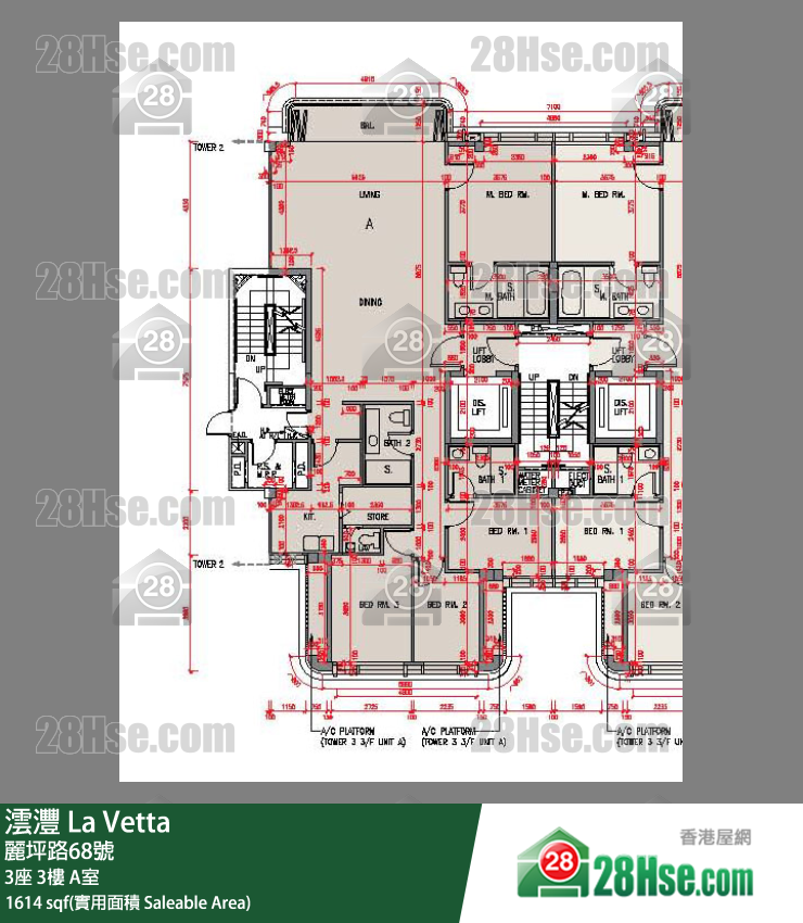 澐灃 單位平面圖(由 28Hse 提供) 澐灃 單位平面圖(由 28Hse 提供)