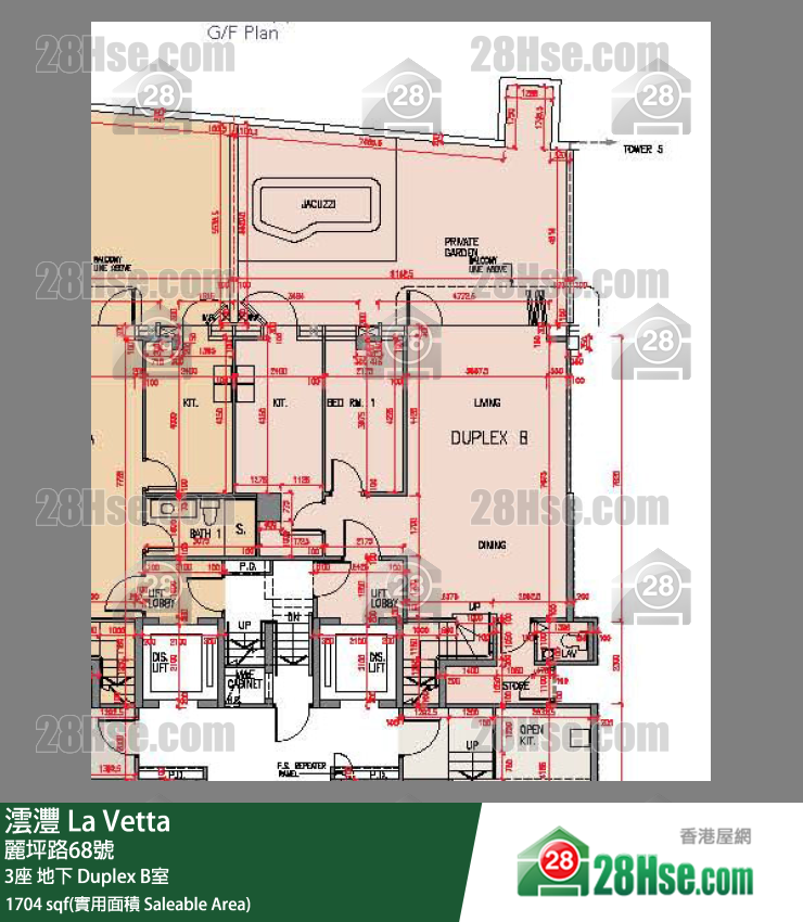 澐灃 大廈3座地下 Duplex B室 平面圖