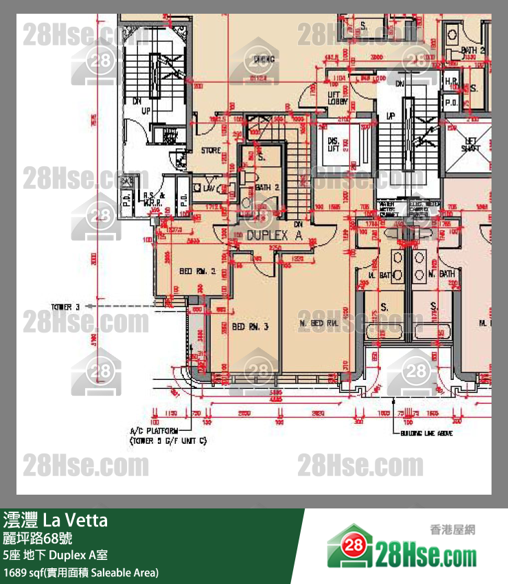 澐灃 大廈5座地下 Duplex A室 平面圖