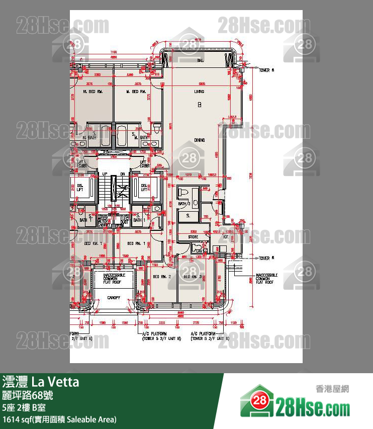澐灃 大廈 5座 2樓 B室 平面圖