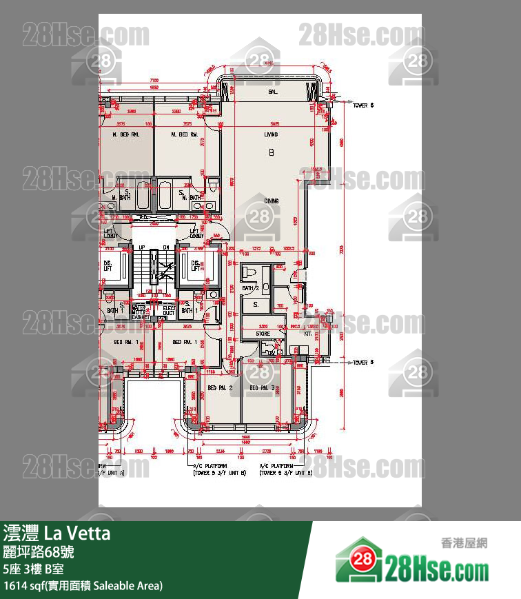 澐灃 大廈5座3樓 B室 平面圖