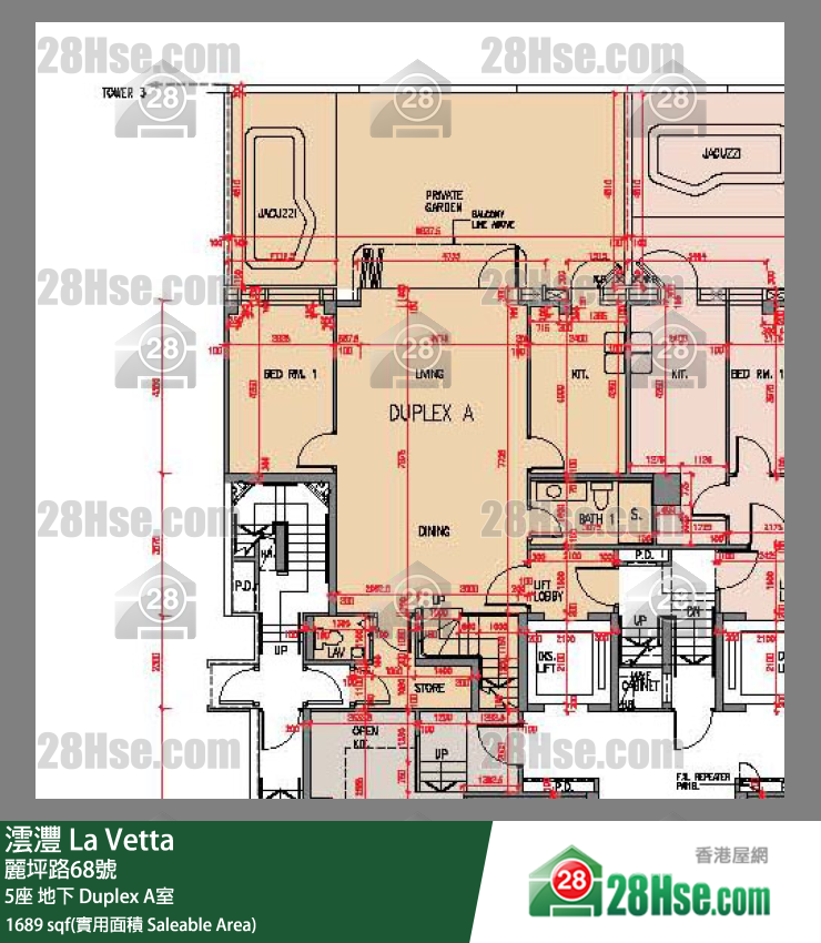 澐灃 大廈5座地下 Duplex A室 平面圖